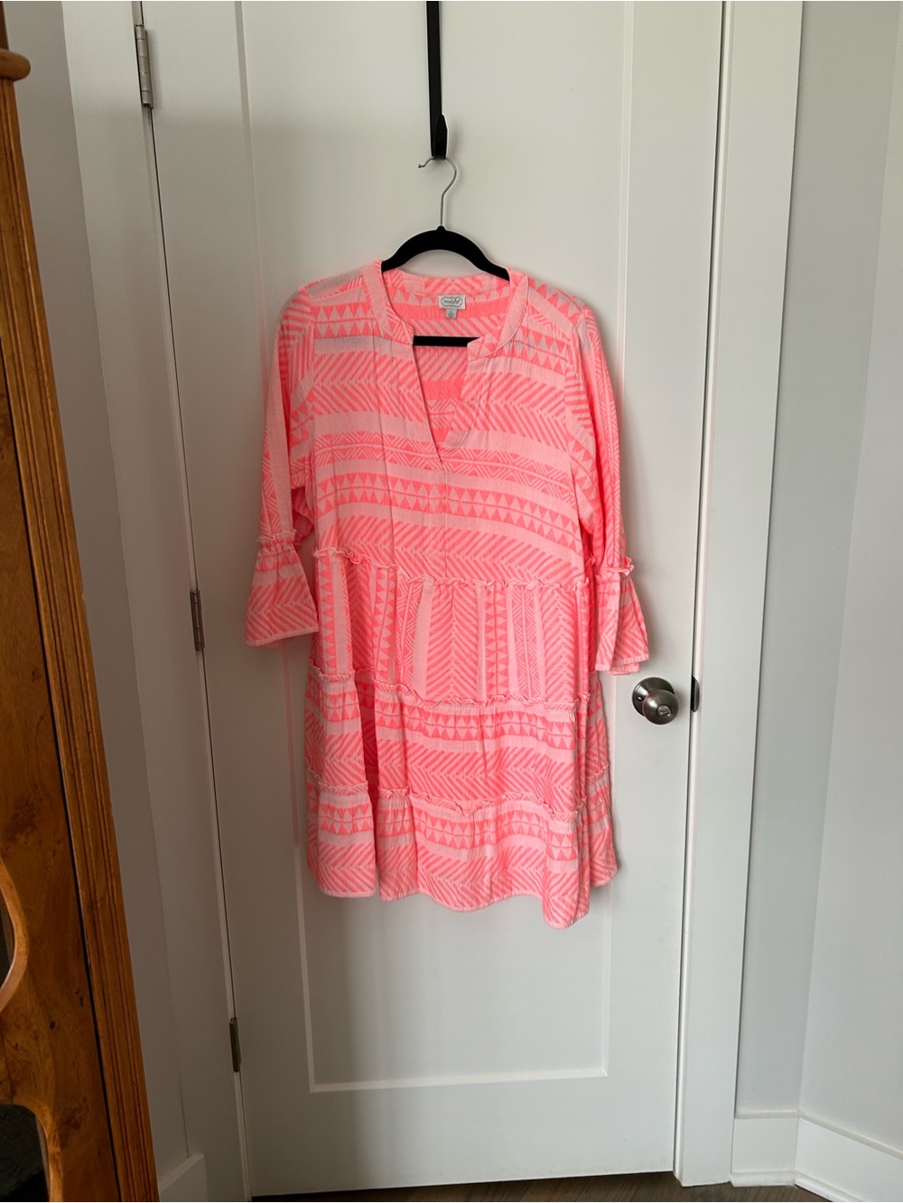 Mud Pie Pink/Tan Patterned Long Sleeve Tunic